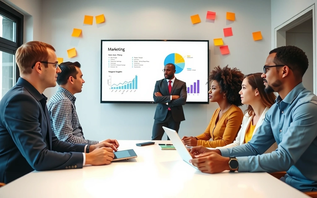 Marketing strategy planning session with team